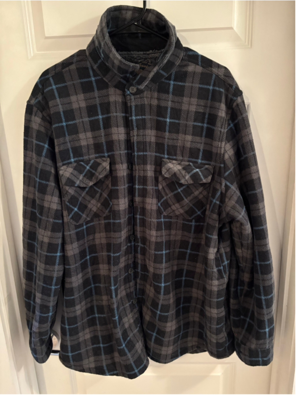 Vintage Men's Freedom Foundry Sherpa Lined Plaid Shirt Jacket XXL Black Grey